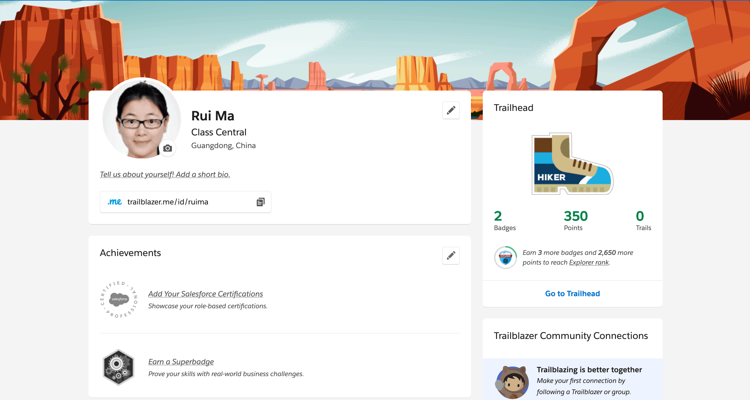 Trailhead Certificate